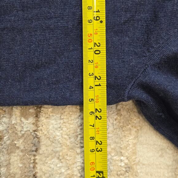 Banana Republic Luxury Blend Sweater Cashmere Silk Cotton Dark Blue Heather L - Picture 4 of 6
